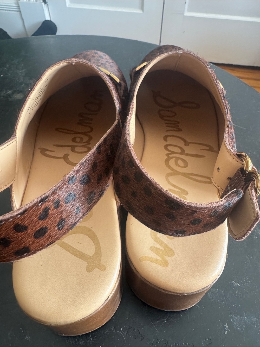 SAM EDELMAN Made In Brazil Haircalf Hilda Spotted Leopard Clogs EU 39 / US 9 - Picture 6 of 10